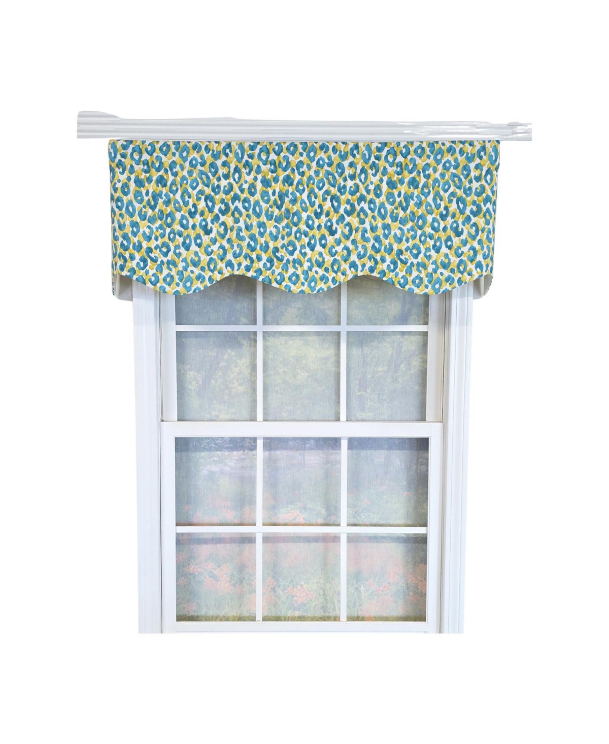 Rlf Home 100% Cotton Marrakesh Provance Fully lined Windows Rod Pocket Valance 50" x 15" Green