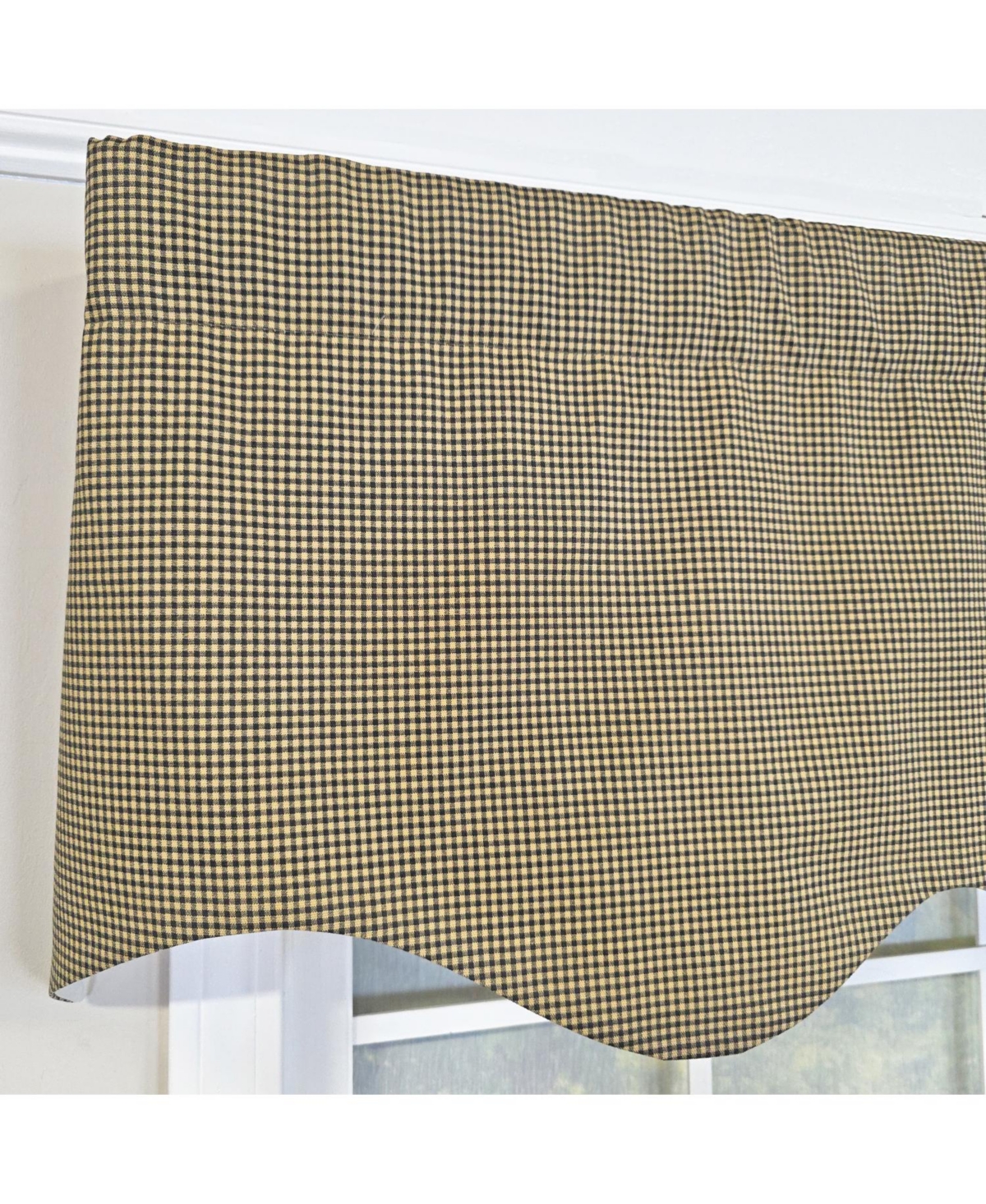 Rlf Home 100% Cotton Pin Check Regal Fully lined Windows Rod Pocket Valance 50" x 17" Black