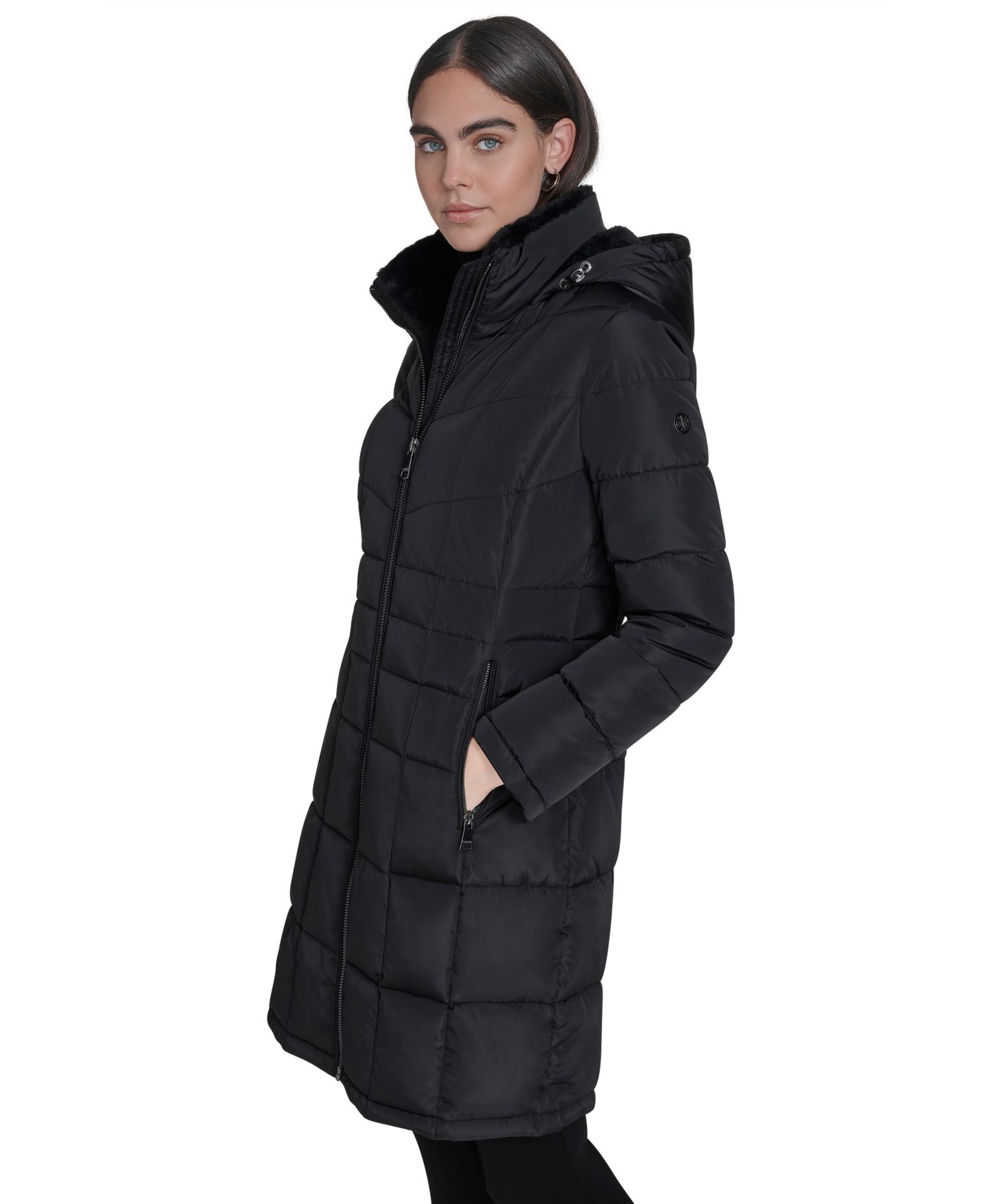 Женская куртка Calvin Klein Hooded Stand Collar Puffer, цвет: Чёрный — фото 8