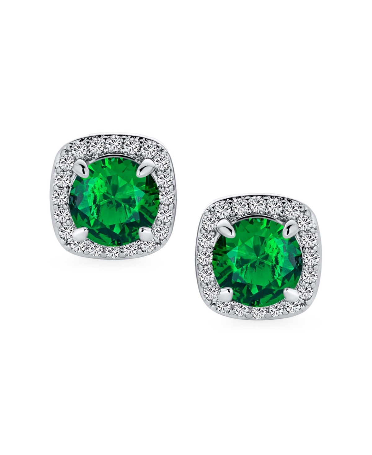 Bling Jewelry Set of 2 2CT Round Cz Solitaire Halo Clip-On Earrings Silver Plated Non-Pierced