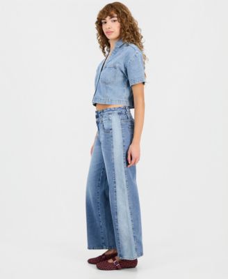 Petite High-Rise Wide-Leg Two-Tone Jeans, Macy's Exclusive 