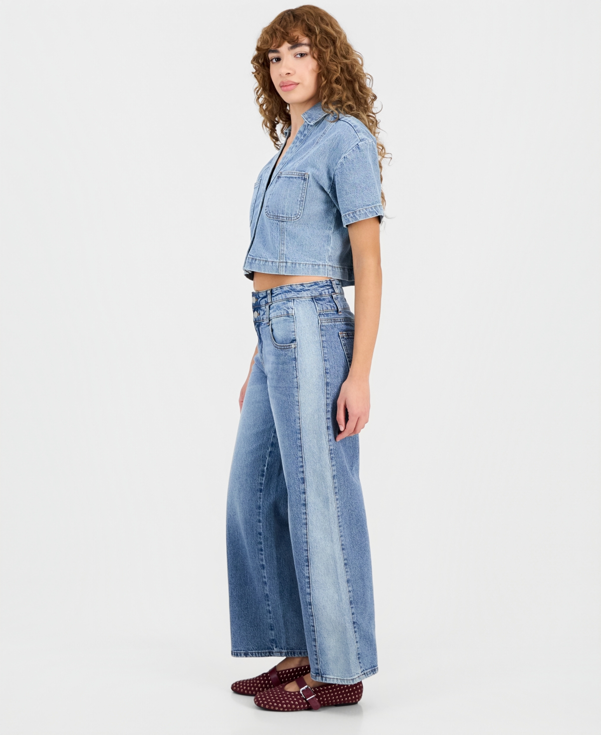 And Now This Petite High-Rise Wide-Leg Two-Tone Jeans, Macy's Exclusive
