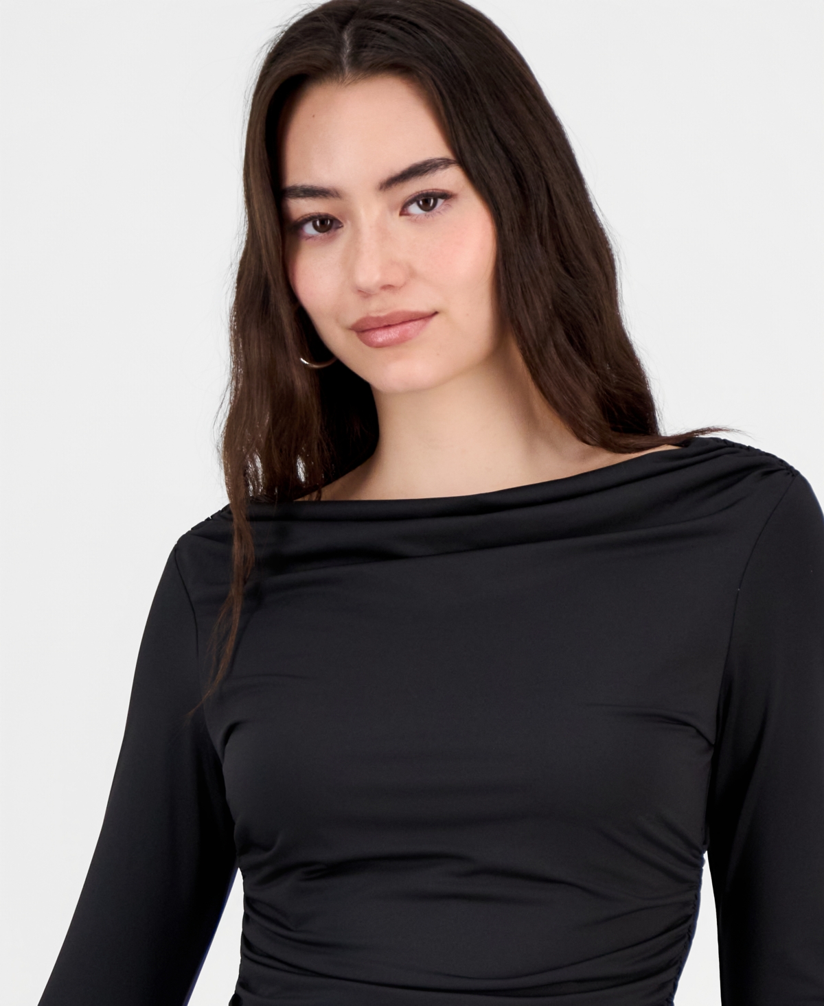 Bar Iii Women's Boat-neck Jersey Top, Macy's Exclusive In Black