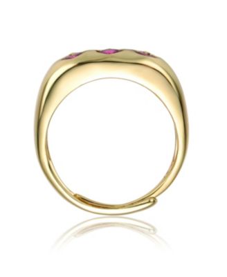 14K Gold Plated with Purple Cubic Zirconia Cluster Heart Halo Promise Ring