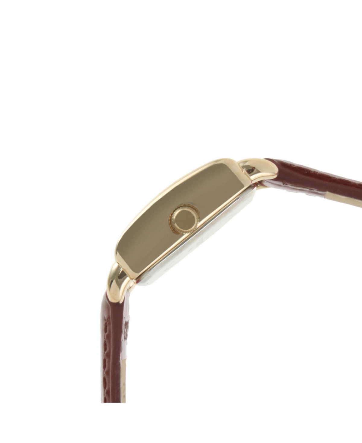 Peugeot Women's 20mm Square Watch with Glossy Brown Leather Strap