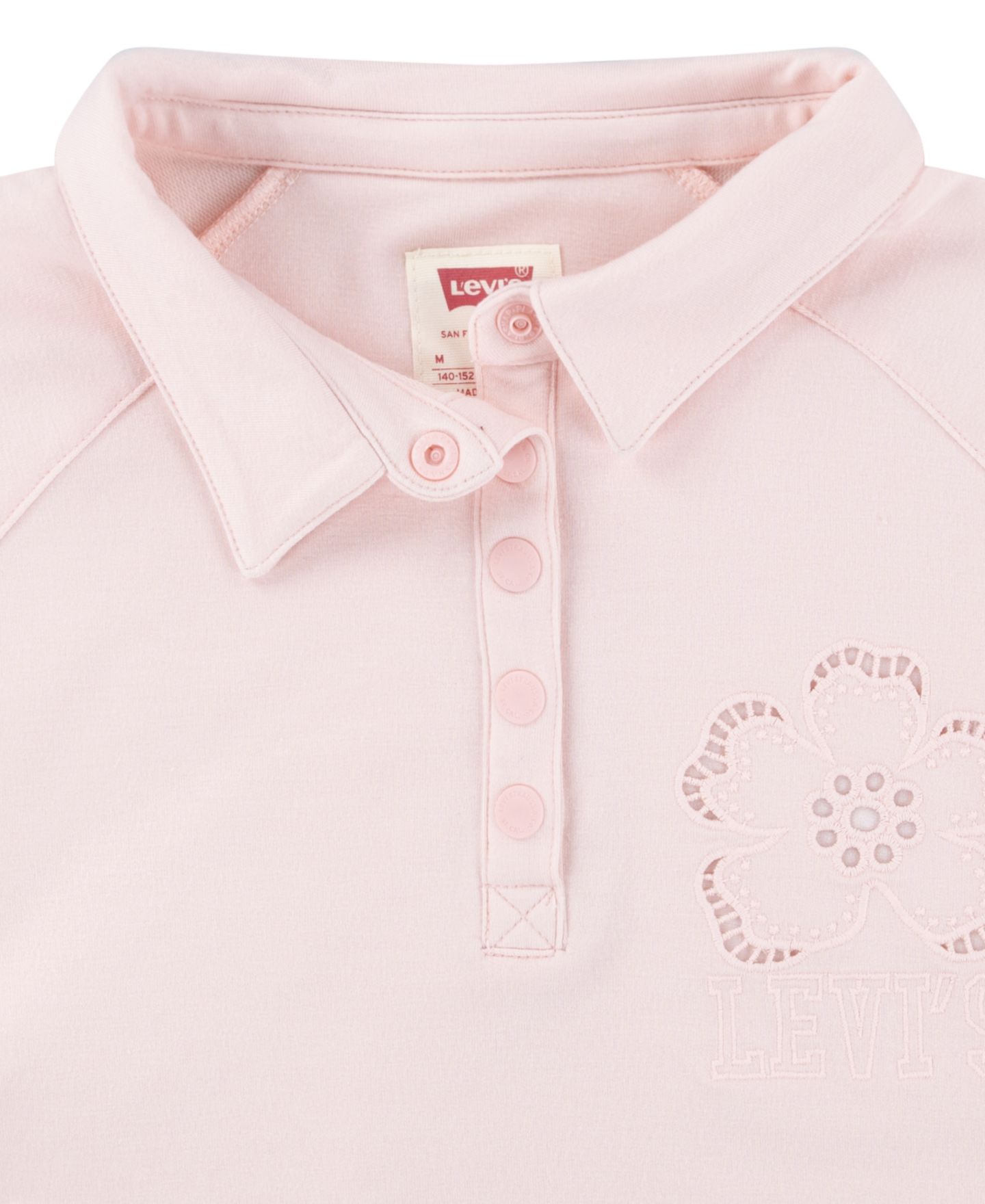 Рубашка Levi's Voluminous Long-Sleeve Shirt Collar Top для девочек, цвет: Светлый пастельный розовый — фото 3