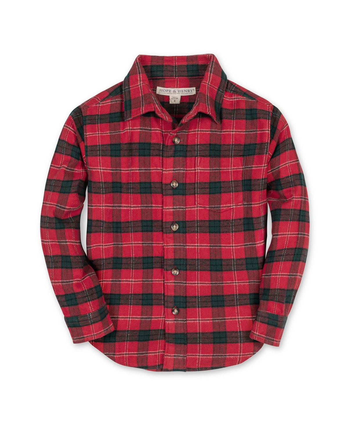 Hope & Henry Boys Organic Long Sleeve Flannel Button Down Shirt