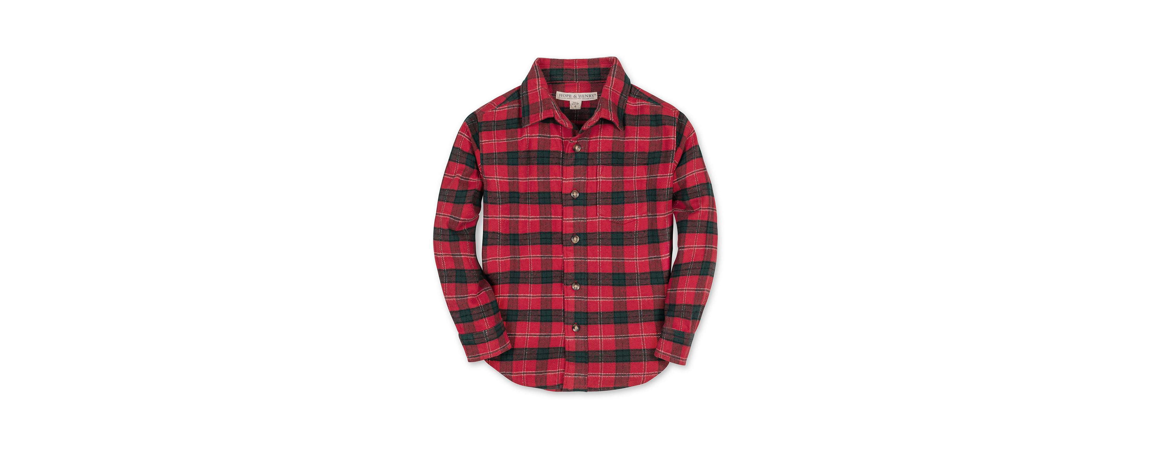 Hope & Henry Boys Organic Long Sleeve Flannel Button Down Shirt