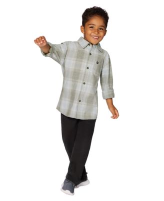 Calvin Klein - Boys 2T-7 2-Piece Plaid Shirt and Corduroy Pants Set