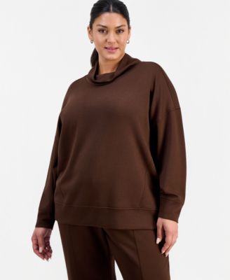 I.N.C. International Concepts - Plus Size Cowlneck Dolman-Sleeve Sweatshirt