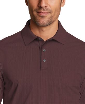 Men's Houndstooth Pattern Long-Sleeve Golf Polo Shirt