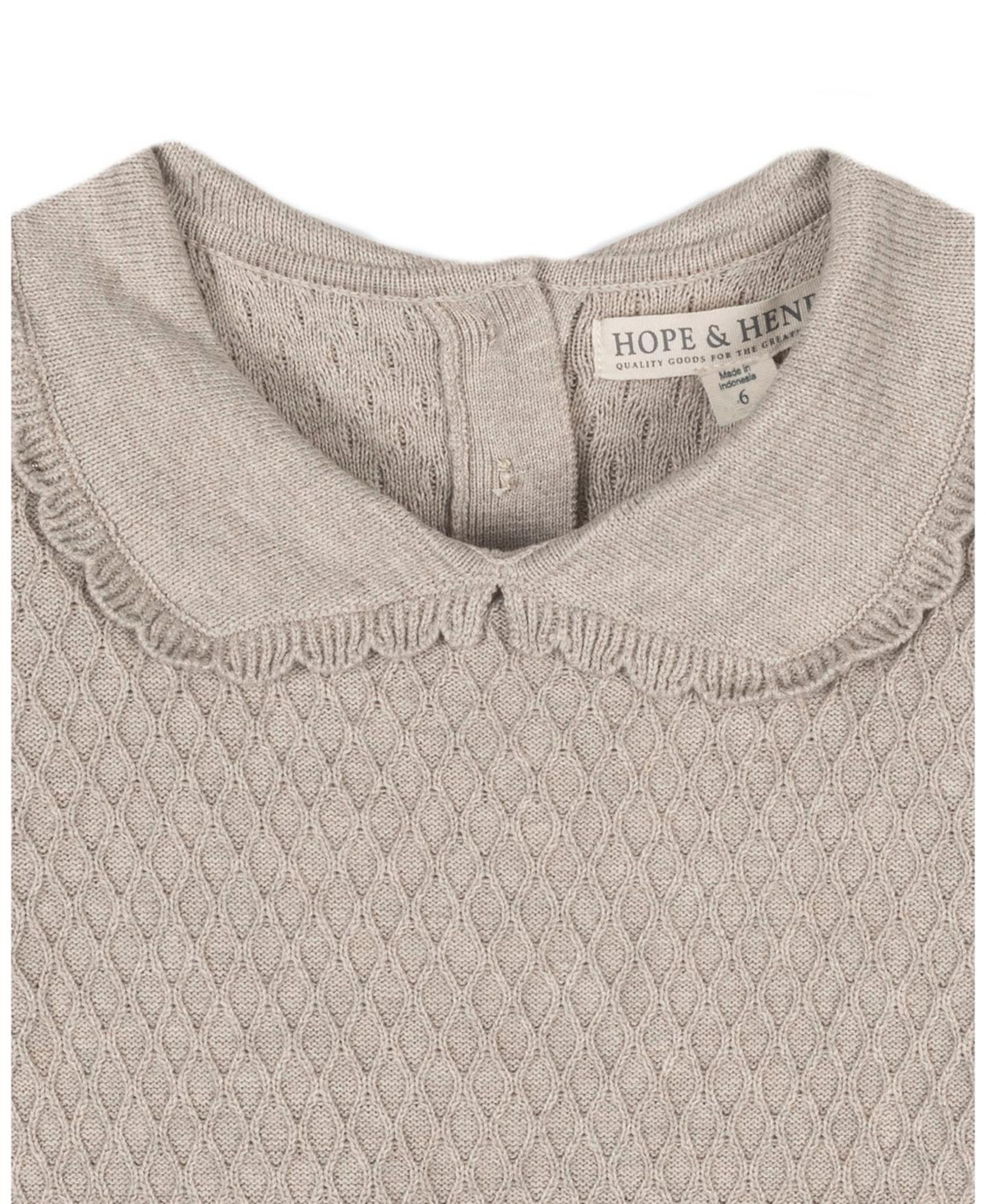 Hope & Henry Little and Big Girls' Organic Peter Pan Collar Scallop Trim Sweater Dress