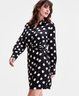 Women's Long-Sleeve Side-Ruched Shirtdress