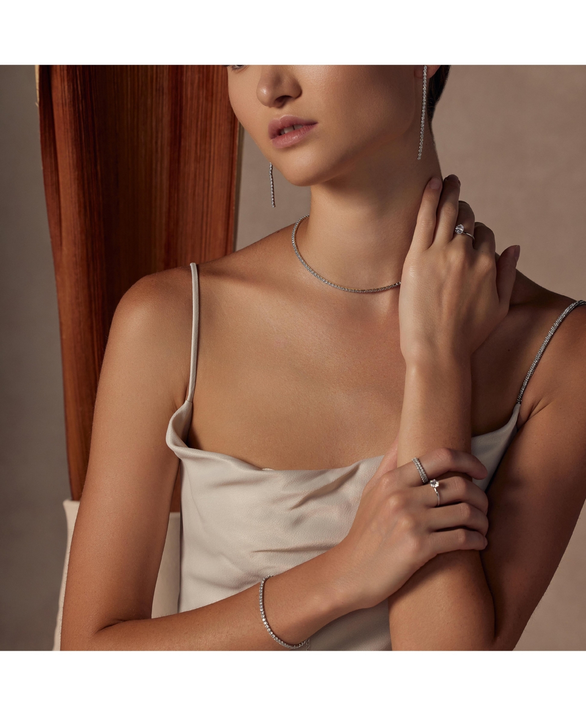 Sterling Silver 18k Gold Plated Cherie Tennis Necklace & Bracelet Set