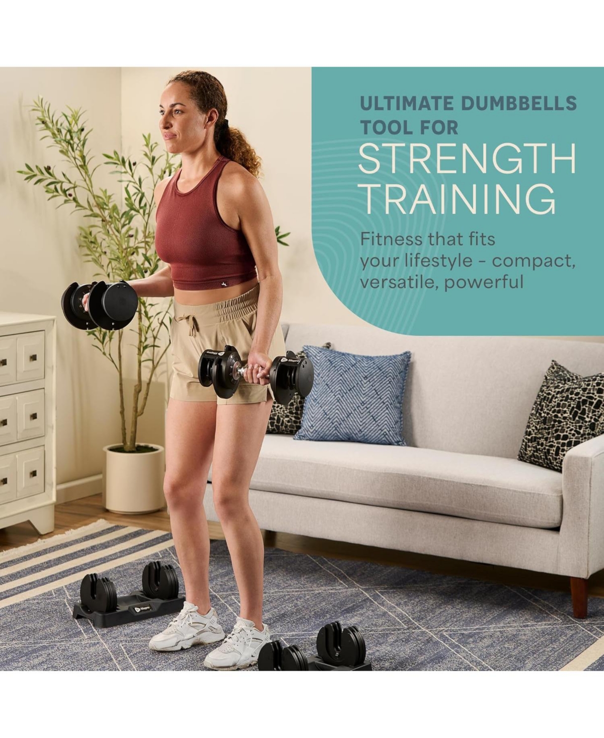 LifePro Adjustable Dumbbell Set or Single – Quick-Change Hand Weights, 25lb & 90lb Options – Space-Saving Dumbbells for Home Gym Strengt