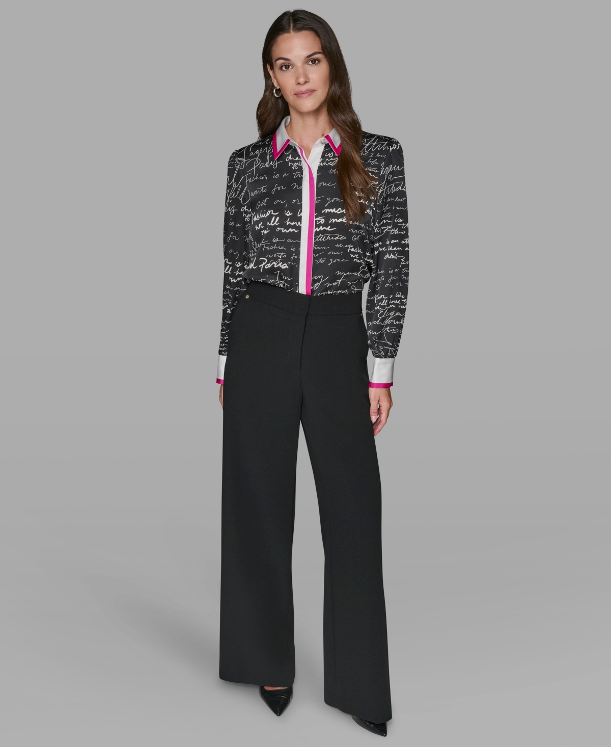 Karl Lagerfeld Women's Script Blouse Top In Multi