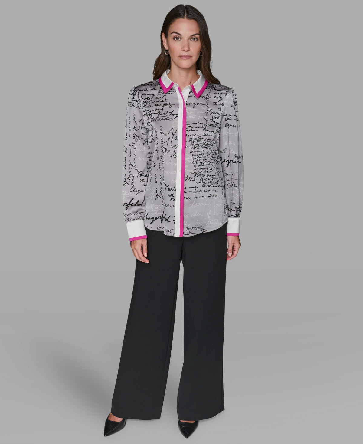 Karl Lagerfeld Women's Script Blouse Top In Multi