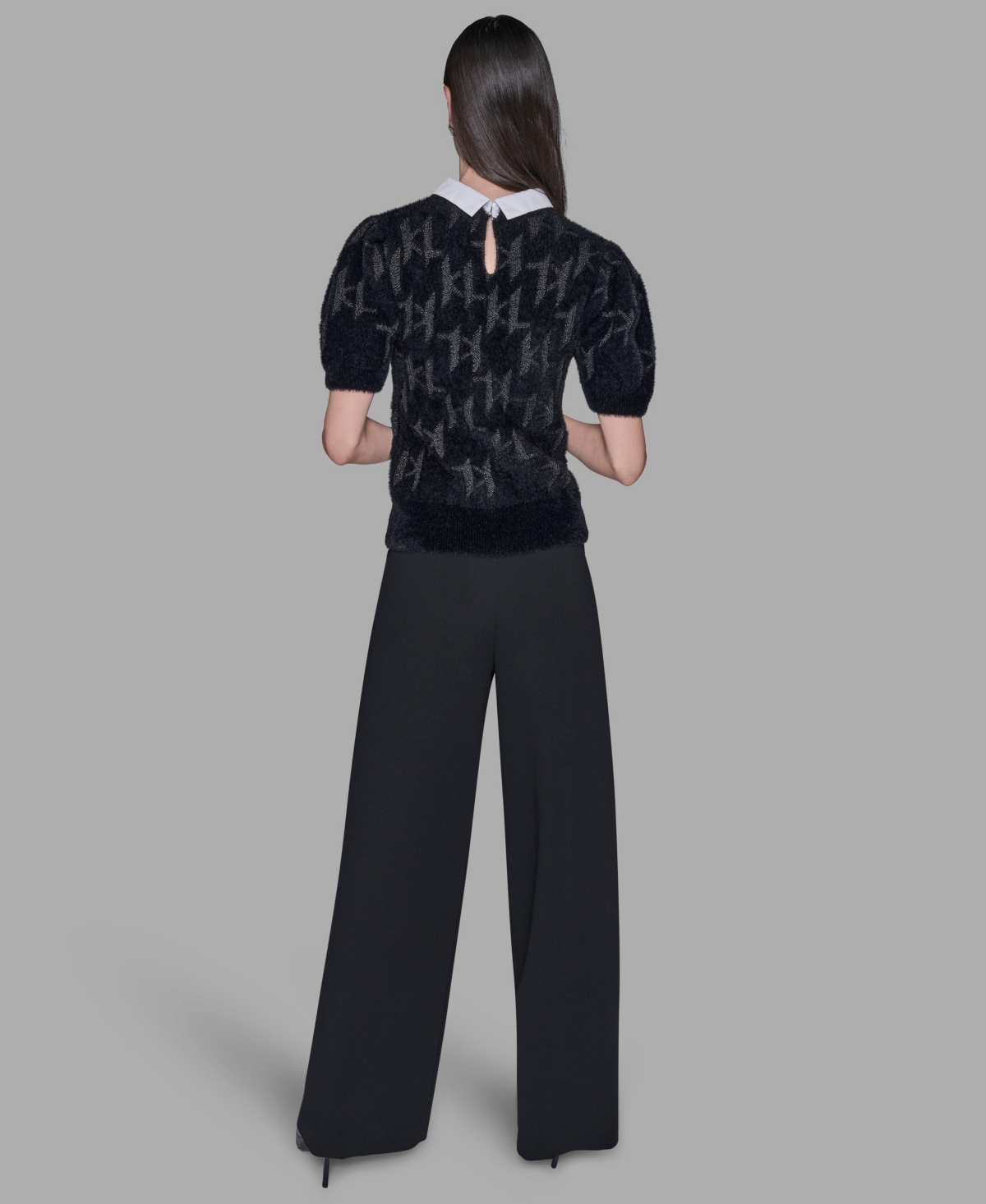 Karl Lagerfeld Women's Short-sleeve Knit Top In Black