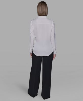 Women's Long Sleeve Surplice Ring Detail Top