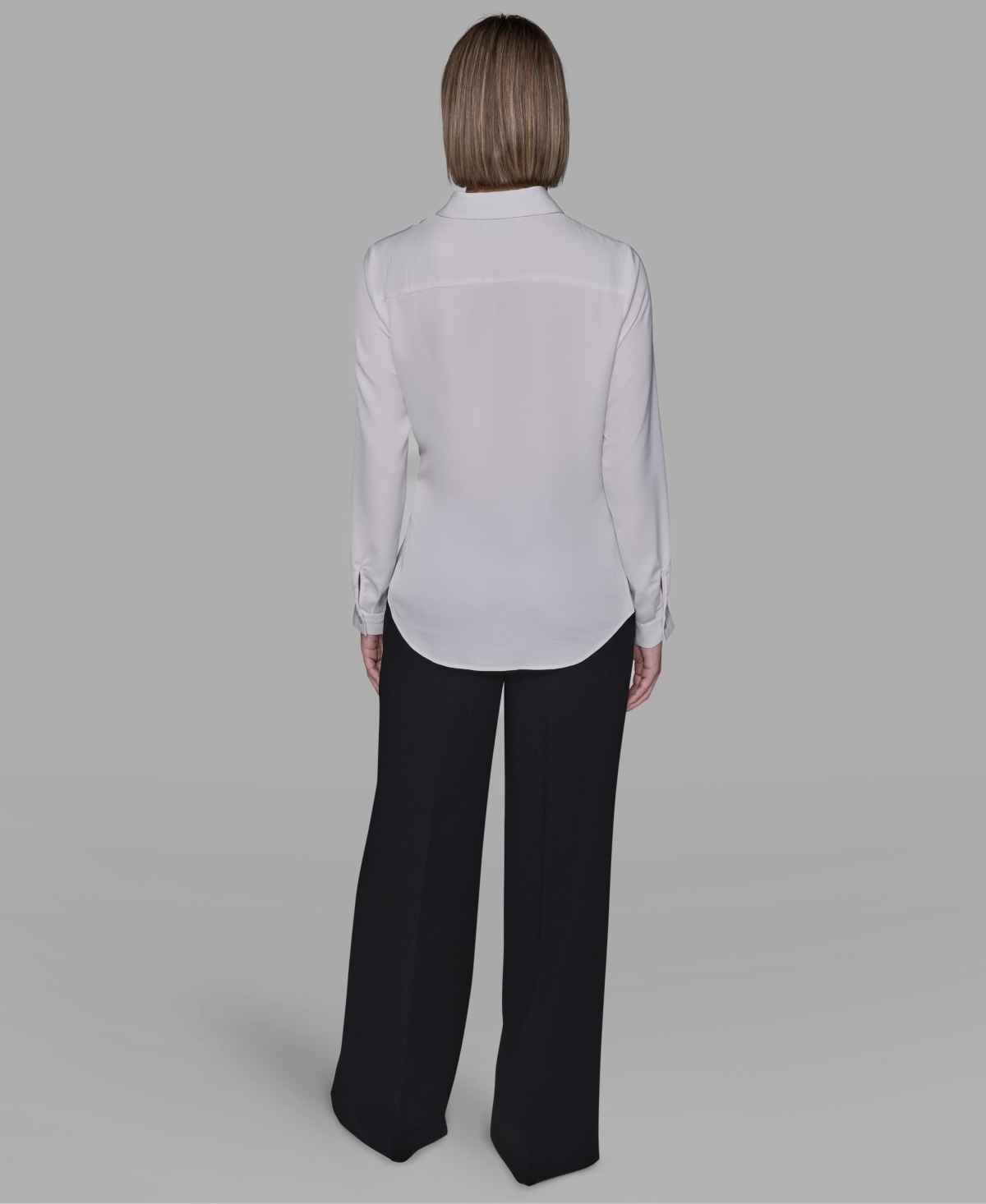 Karl Lagerfeld Paris Women's Long Sleeve Surplice Ring Detail Top