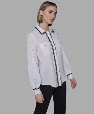 Women's Tweed Collar Top