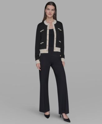 Women's Contrast Trim Crewneck Sweater