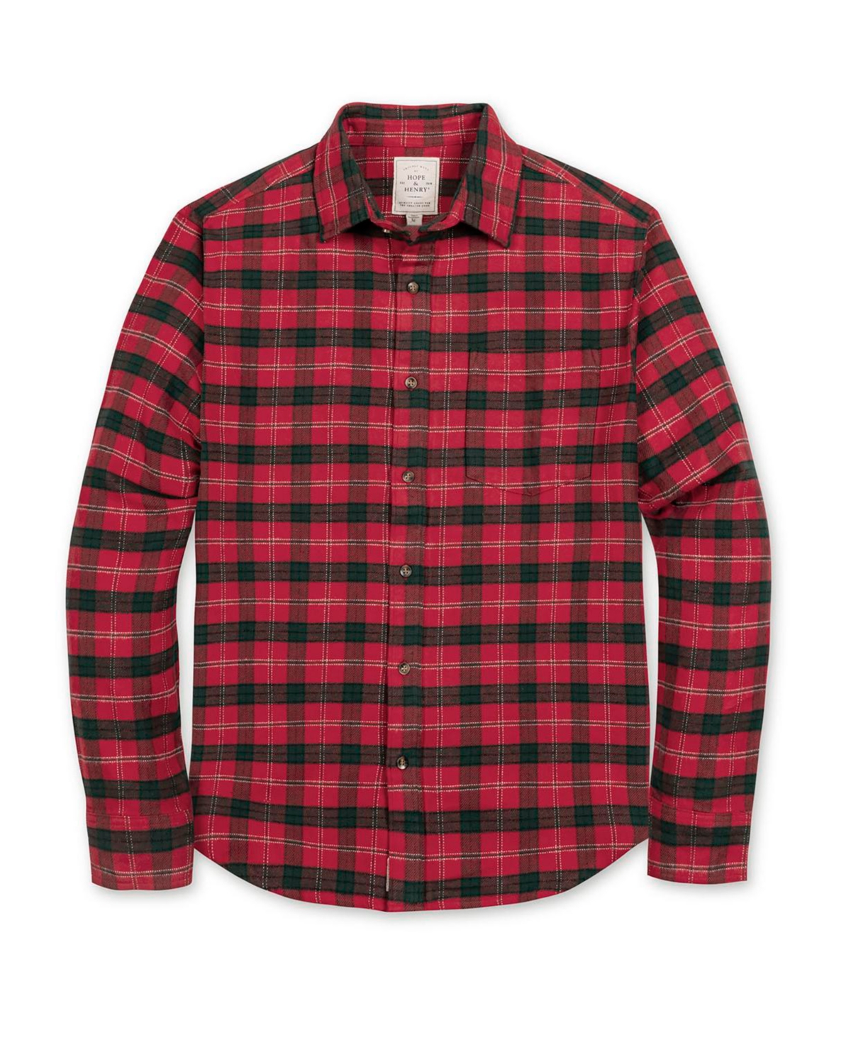 Hope & Henry Men's Organic Long Sleeve Flannel Button Down Shirt