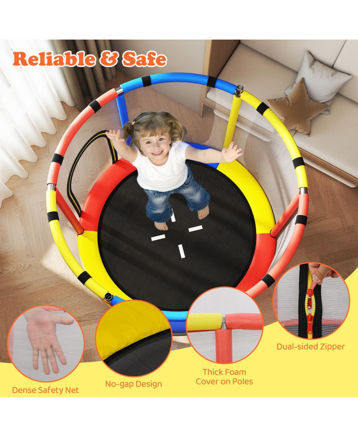 Mecale- 55" Kids Trampoline Gift for for 3-6 Years Old Boys and Girls