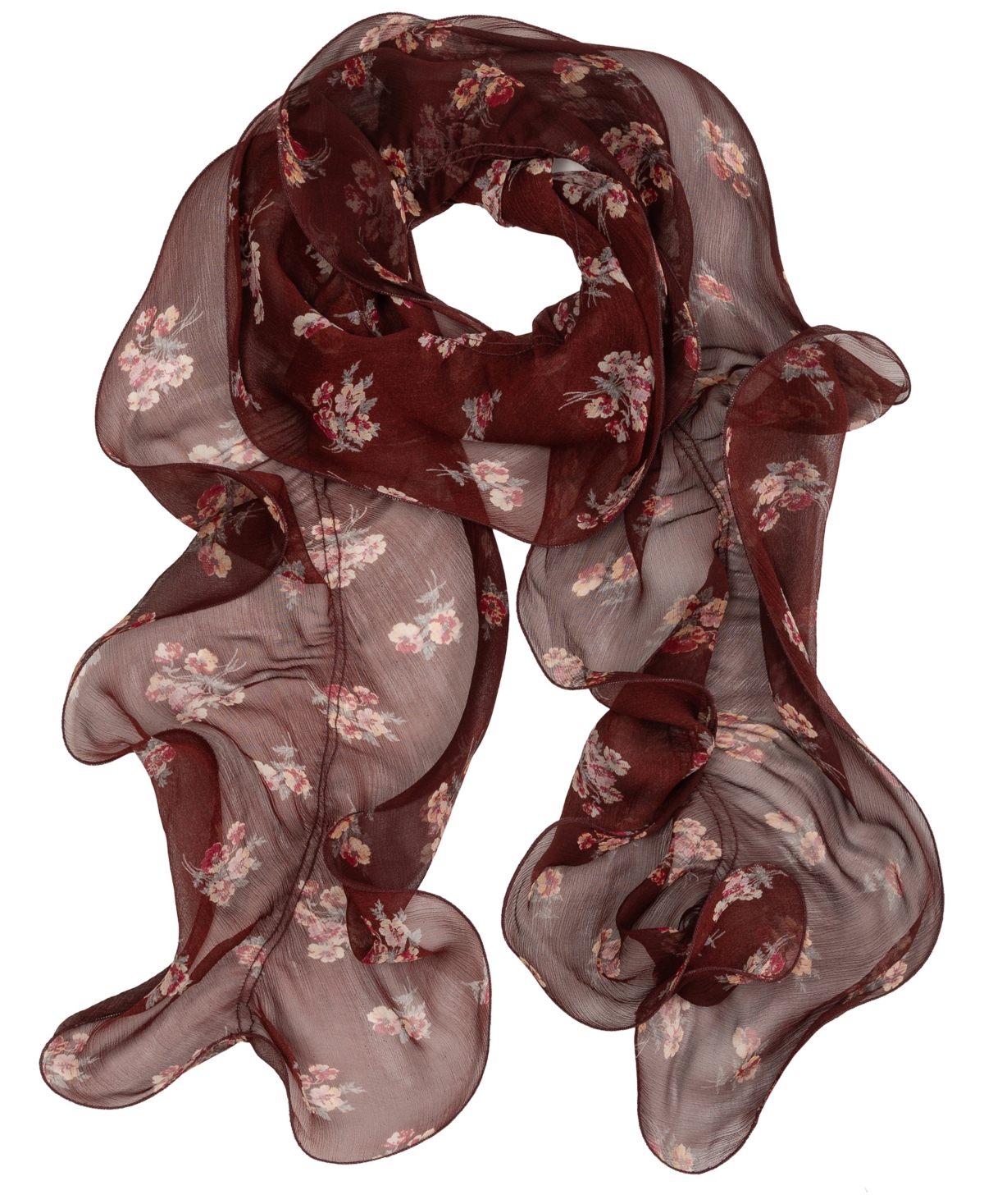 Ralph Lauren Fall Floral Boa Ruffle Scarf In Brown