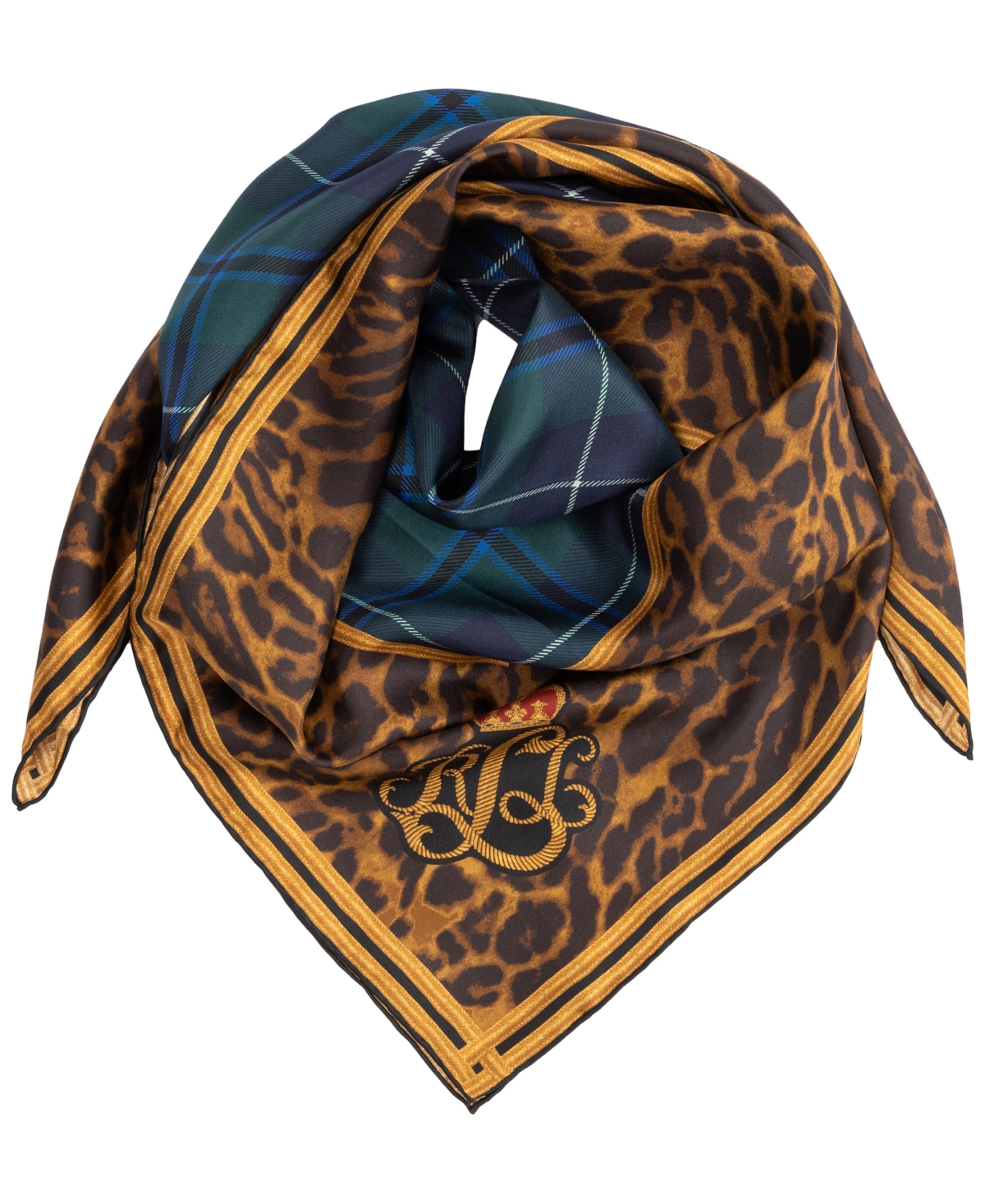 Lauren Ralph Holiday Plaid Animal Print Scarf
