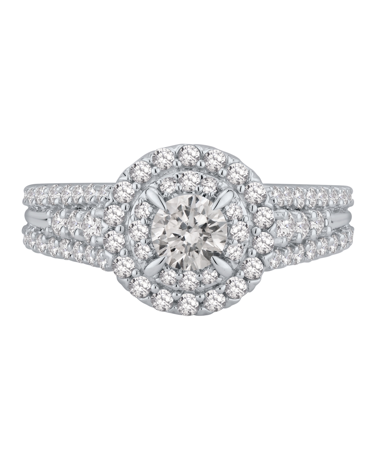 Macy's Diamond Double Halo Engagement Ring (1-1/4 Ct. T.w.) In 14k White Gold In Silver