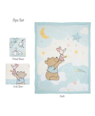 Baby Disney Starlight Pooh 3-Piece Blue Nursery Crib Bedding Set