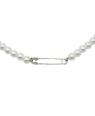 Glass Pearl Necklace with Stainless Steel Safety Pin Clasp