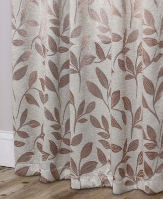 Leaves Modern Bohemian Back Tab Blackout Curtain Set, 52"x 96"