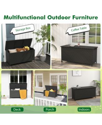 85 Gallon Outdoor Storage Box with Removable Liner and Universal Wheels-Black