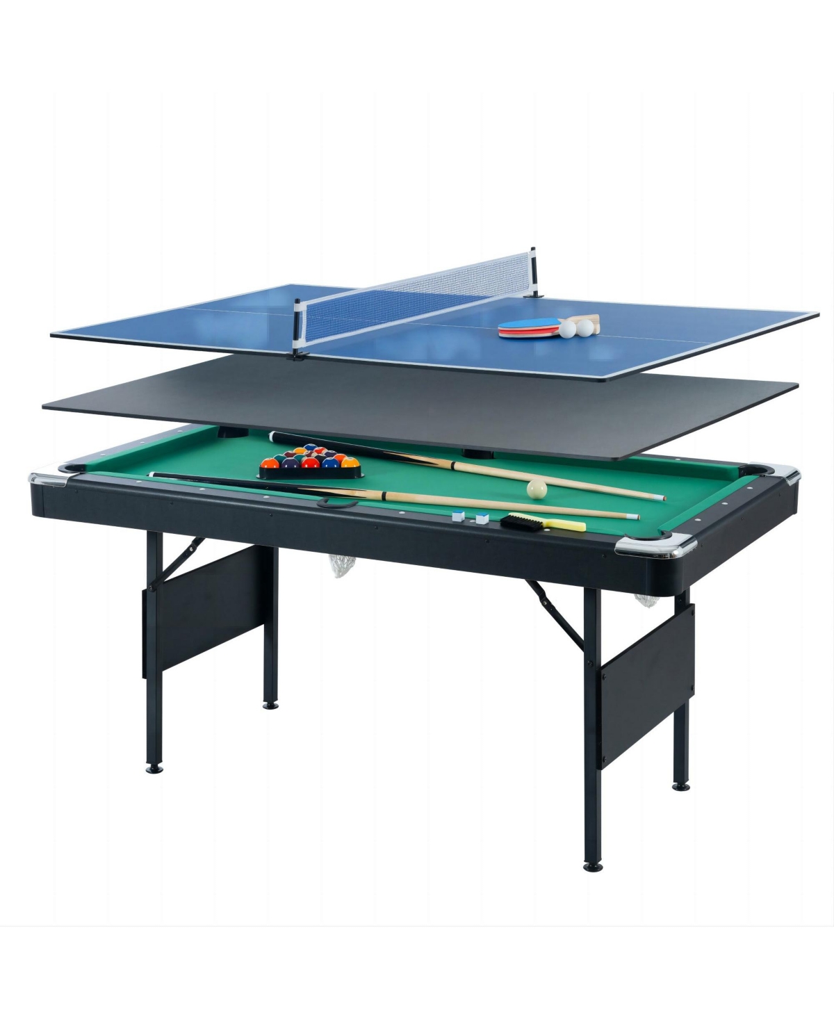 Boyel Living 3-in-1 Multifunctional Billiard Game Table for Pool, Table Tennis & Dining, Space-Saving Design