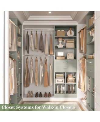 4-8 FT Walk-in Adjustable Closet Organizer System with 2 Drawers and 5 Rods, Fits 60-96'' Closets
