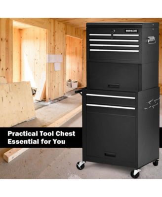 6-Drawer Tool Chest with Heightening Cabinet-Black