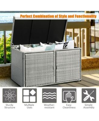 88 Gallon Garden Patio Rattan Storage Container Box