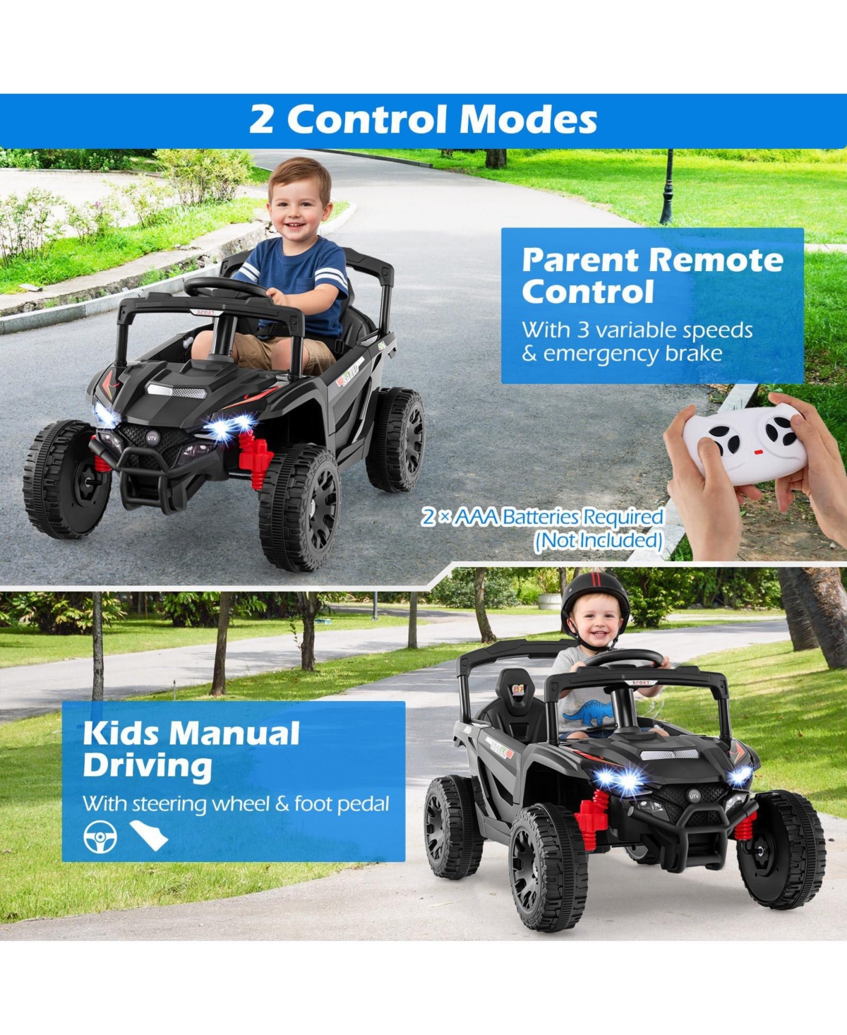 Mecale 12V Kids Ride-On Car Utv Electric Vehicle