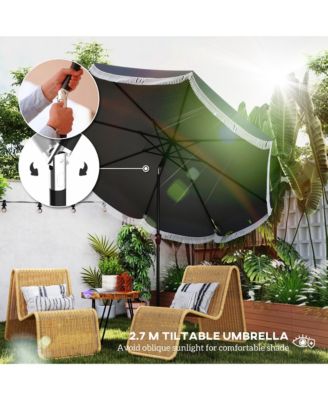 9FT Patio Umbrella UPF 30+ Vented Market Umbrella