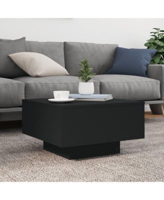 Coffee Table Black Engineered Wood 21.7 in square Lights
