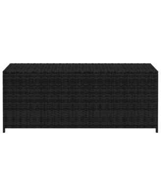 Garden Storage Box Black PE rattan, Powder-coated steel
