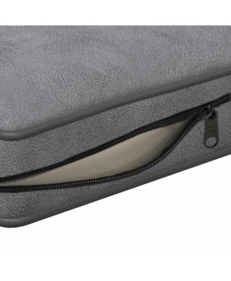 Dog Sofa Dark Grey Plush (80% polyester, 20% cotton), solid fir wood