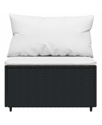 Patio Lounge Set Black PE rattan Medium Adjustable Feet