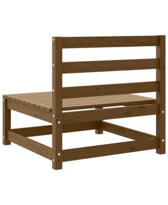 Patio Middle Sofas 3 pcs Honey Brown Solid Pinewood