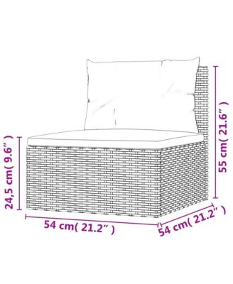 Patio Middle Sofa with Cushions Black Poly Rattan