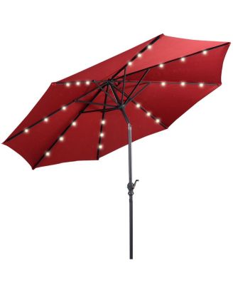 10ft Patio Solar Umbrella LED Patio Market Steel Tilt W