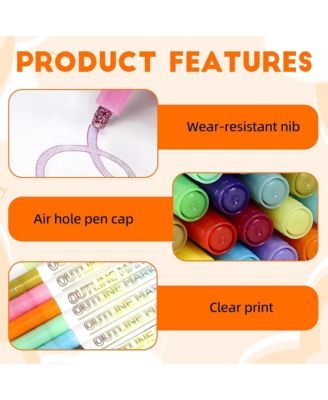 36 Colors Outline Glitter Pens, Metallic Outline Markers for Writing, Drawing and Greeting Cards, Cute Cool Fun Crafts