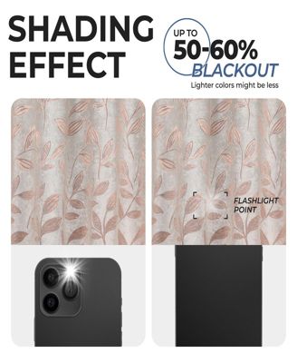 Leaves Modern Bohemian Back Tab Blackout Curtain Set, 52"x 108"